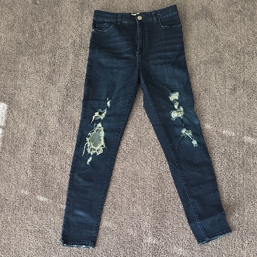 Distressed Dark Blue Women's Jeans